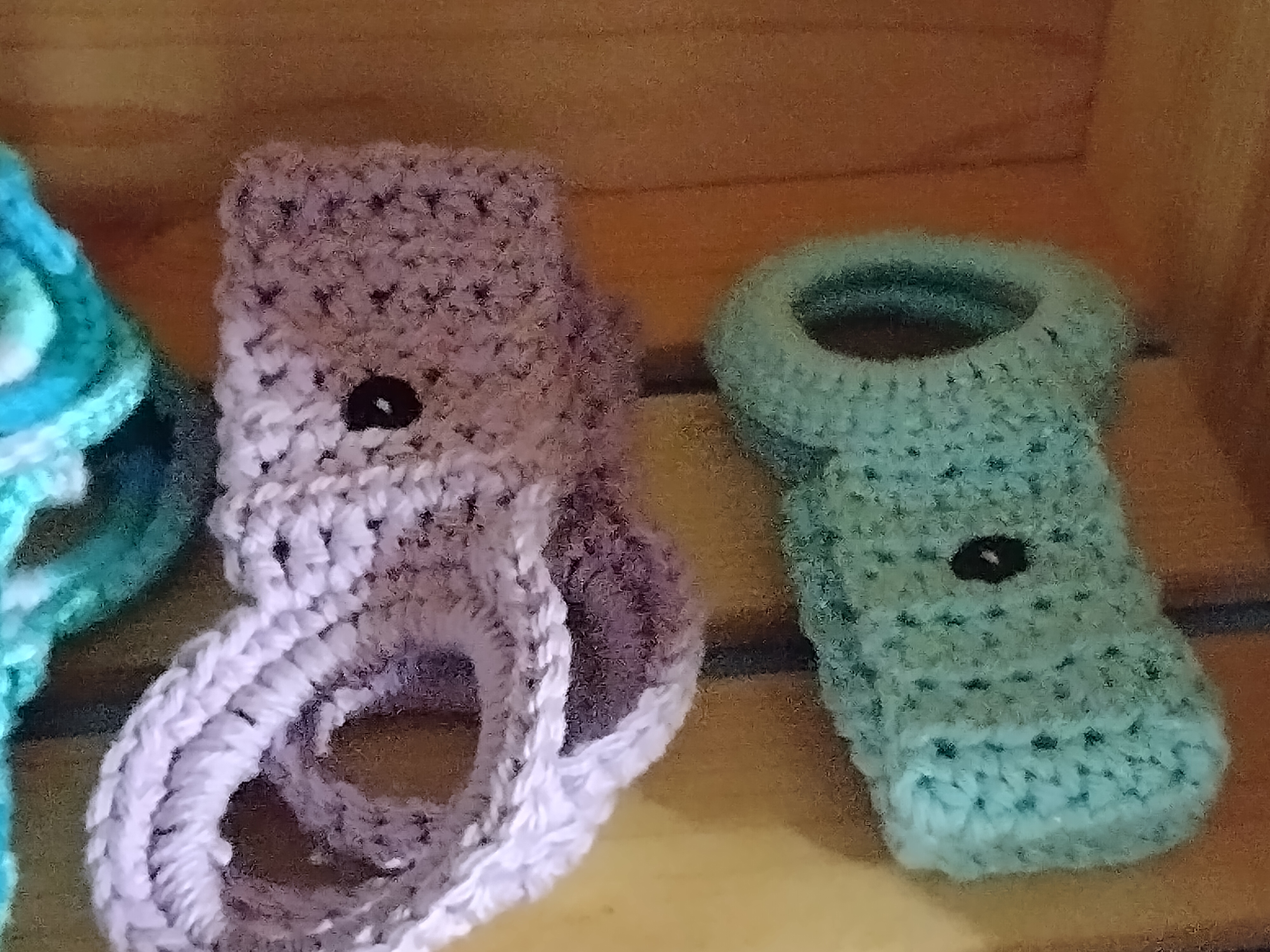 Handmade Cotton Crochet Towel Holders with Black Buttons